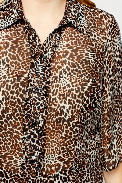 Leopard Print Sheer Blouse Just 7