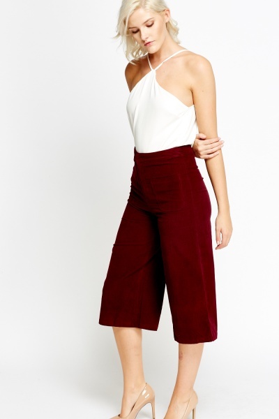 Wide Cord Cropped Trousers - Just $4
