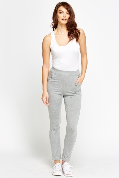 grey pocket detail casual joggers