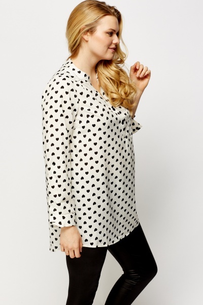 Heart Printed Blouse - Just $7