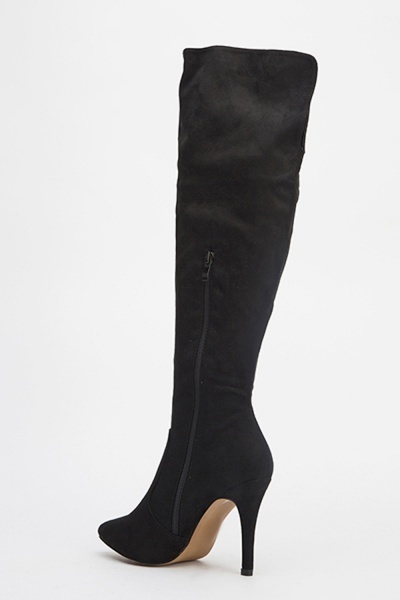 skin tight black knee high boots