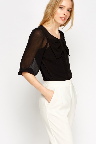 Bow Front Sheer Blouse - Just $7