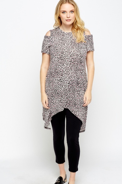 cold shoulder leopard print top