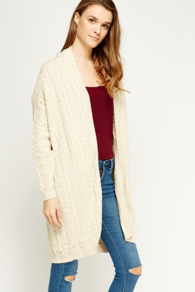 Cable Knit Long Line Cardigan - Just $7
