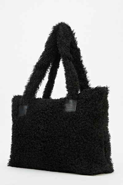 Black Fluffy Tote Bag - Just $7