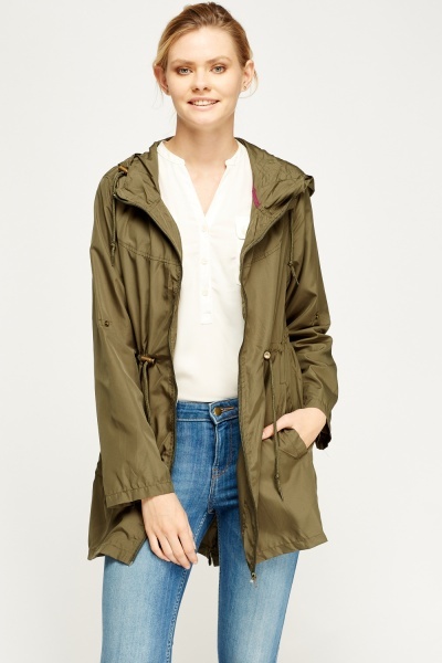 Khaki Parka Waterproof Thin Jacket - Just $7