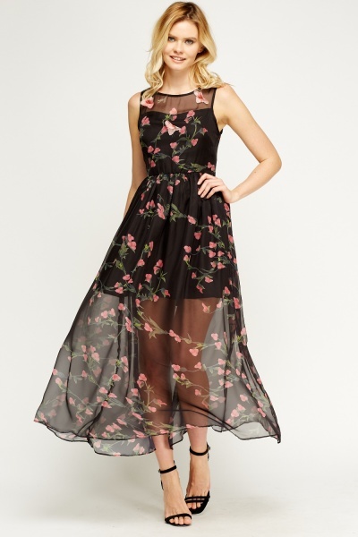 Floral sheer maxi dress