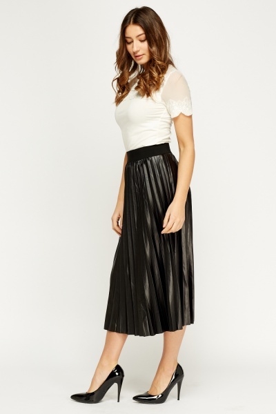 Pleated High Waisted Midi Skirt - Just $7
