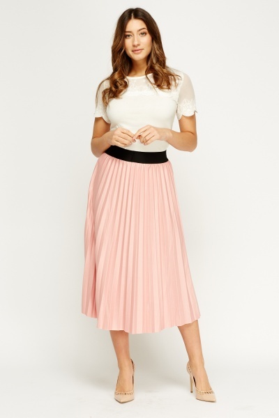 Pleated High Waisted Midi Skirt - Just $7