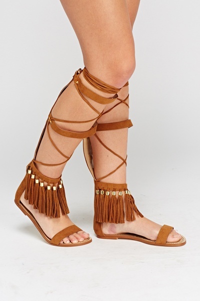 Tie Up Brown Gladiator Sandals - Just $6
