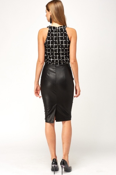 Black Faux Leather Pencil Skirt - Just $7