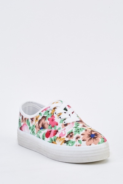 Floral Print Platform Plimsolls - 3 Colours - Just £5