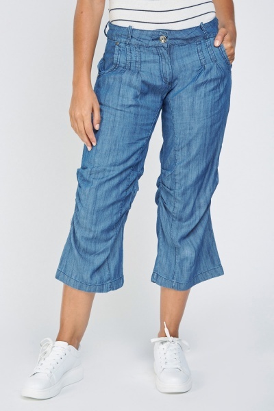 Low Rise Ruched Crop Trousers - Just $6