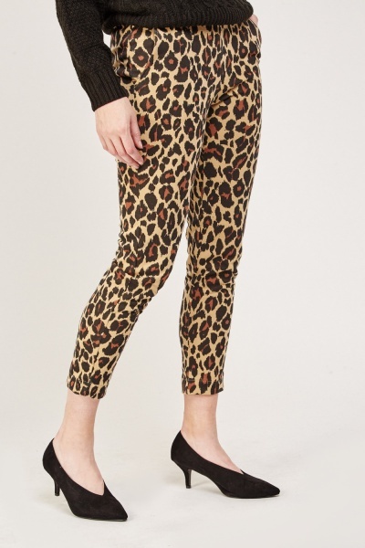 black trousers with leopard print stripe