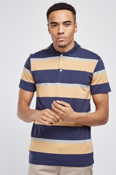 Striped Button Up Polo Shirt - Just $7