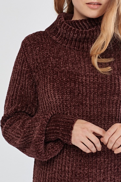 chenille roll neck jumper