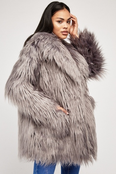 Fluffy Faux Fur Overlay Coat - Just $21