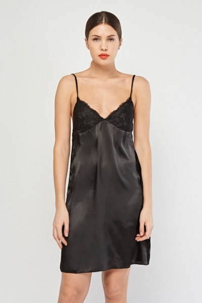 Image of Lace Insert Sateen Chemise