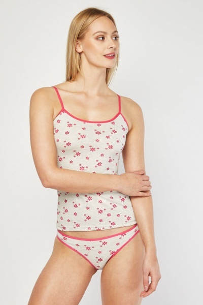 Image of Daisy Print Top And Brief Set