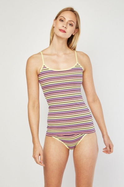 Image of Stripe Cami Top And Brief Set