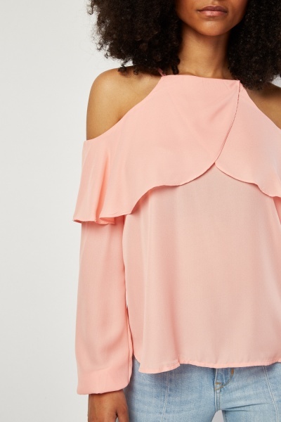 cold shoulder chiffon blouse