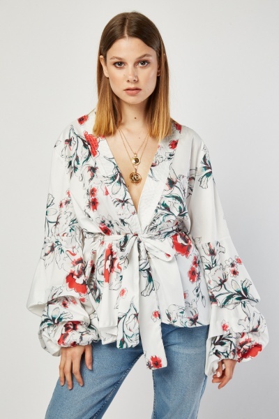 Orchid Printed Kimono Style Blouse - Just $6
