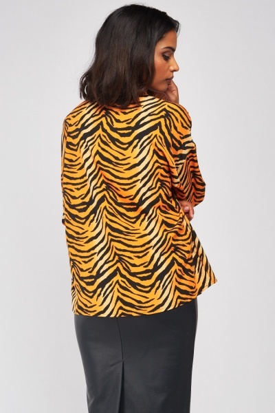 Long Sleeve Tiger Print Shirt - Just $6