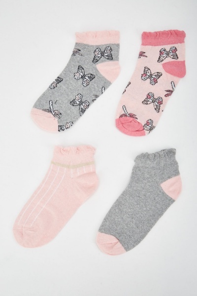 Image of 12 Pairs Of Butterfly Print Womens Socks