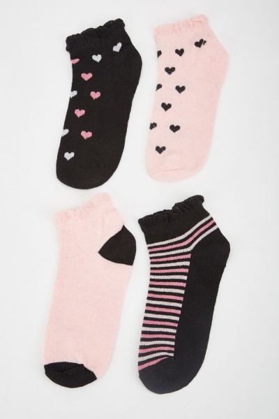 Image of 12 Pairs Of Heart Stripe Contrast Socks