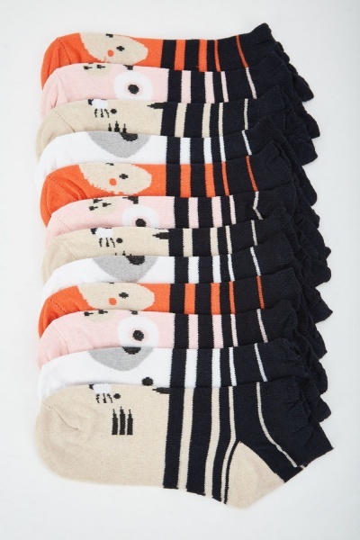 Image of 12 Pairs Of Mixed Contrast Socks