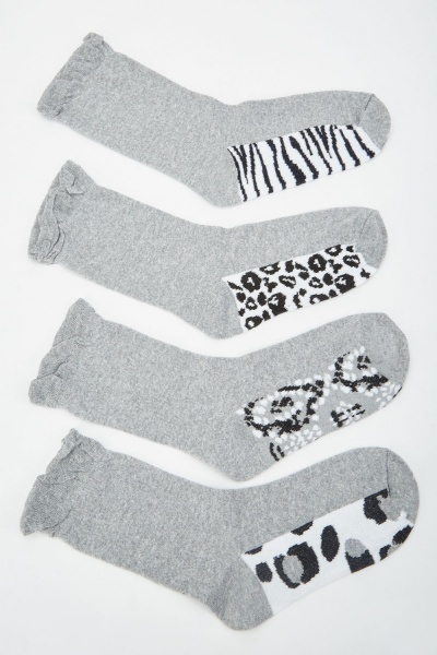 Image of 12 Pairs Of Animal Print Socks