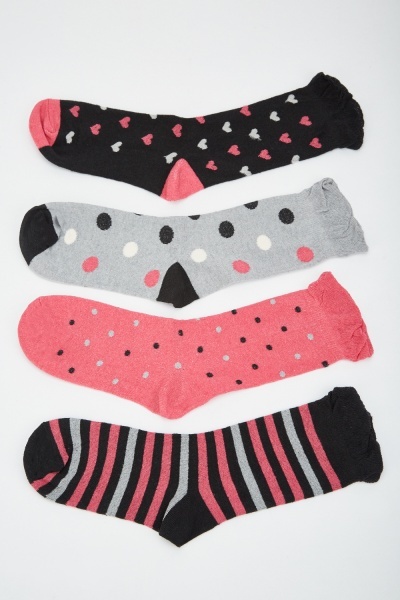 Image of 12 Pairs Of Mix Print Socks