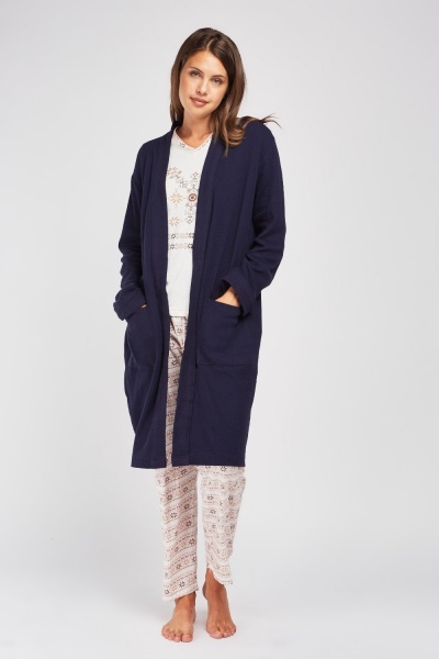 Image of Long Line Textured Dressing Gown