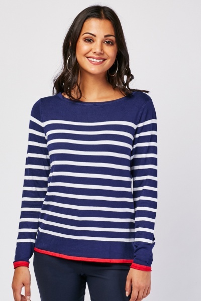 Long Sleeve Striped Knit Sweater - Just $7