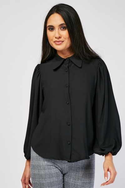 Bishop Sleeve Plain Shirt - Just $7