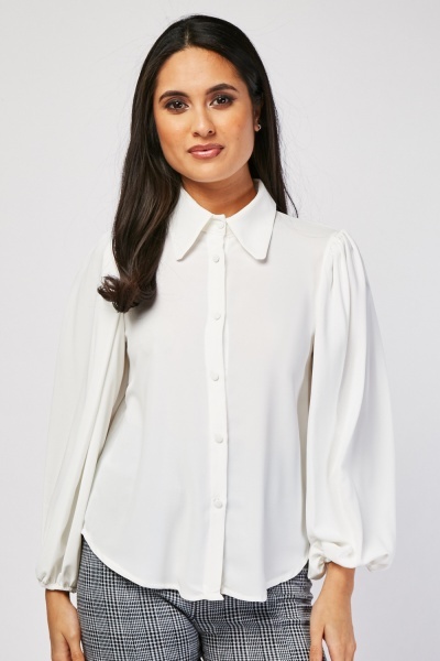 Bishop Sleeve Plain Shirt - Just $6
