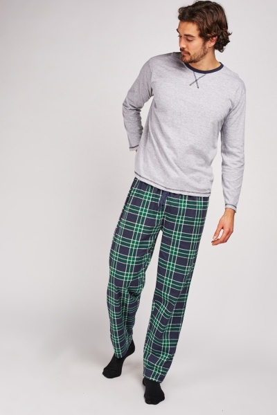Checkered Contrast Pyjama Set - Just $6