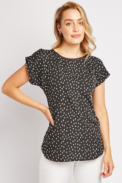 polka dot short sleeve blouse