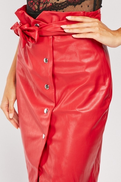Red Faux Leather Skirt - Just $6