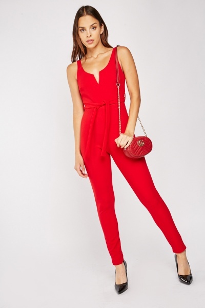 Women's Dresses Belted Red Jumpsuit price