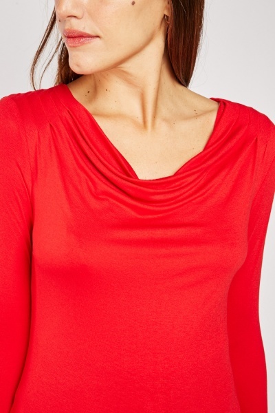Cowl Neck Red Jersey Top - Just $7
