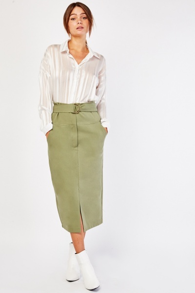 D-Ring Belted Midi Skirt - 4 Colours - Just $7