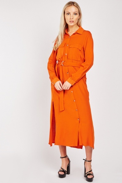 belted utility shirt dress