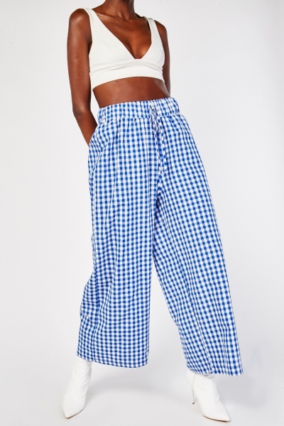 Wide Leg Gingham Trousers - 3 Colours - Just $7