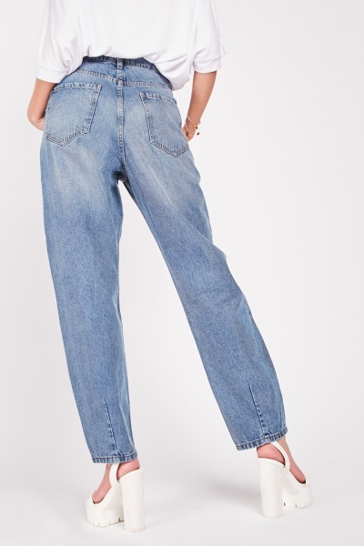 Tapered Extra High Rise Jeans - Denim Blue - Just $6