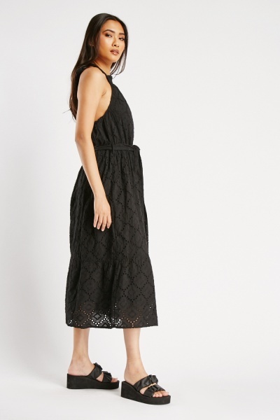 Lace Black Halter Neck Dress - Just $8