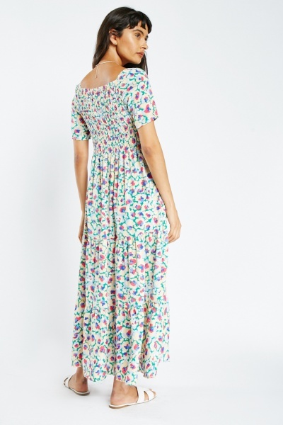 Floral Print Tie Up Front Maxi Dress - Red/Multi - Just $4