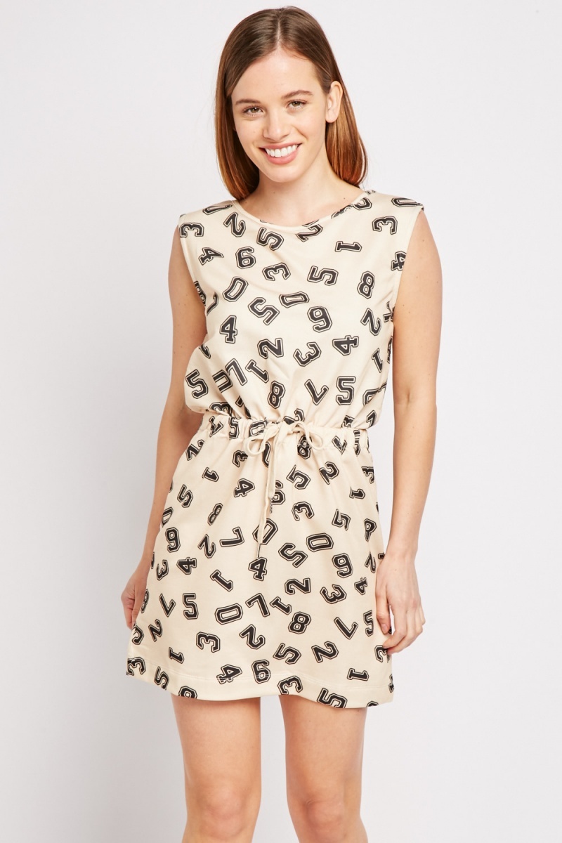 Number Print Drawstring Dress Just 2