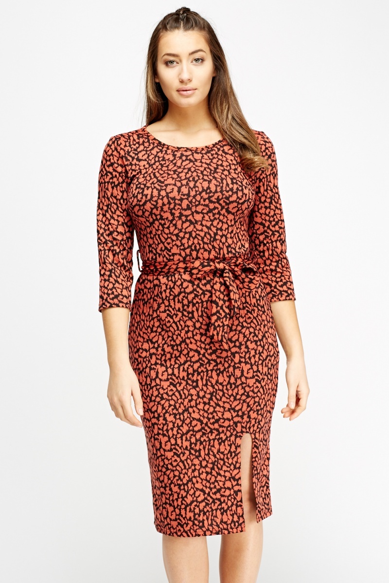 Leopard Print Tie Up Dress - Just $2