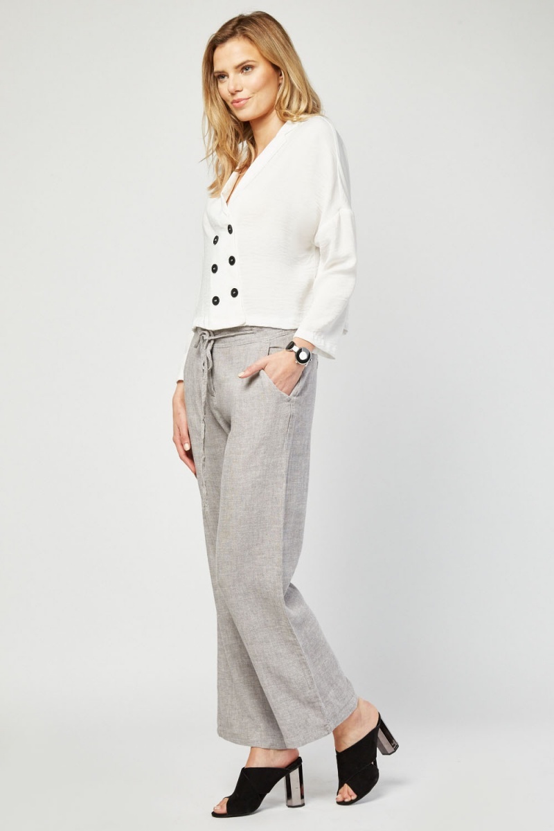 Grey Light Partly Linen Trousers - Just $7